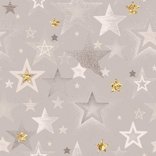 Stars with Greyback Self Adhesive Wall Grain Textured Wallpaper