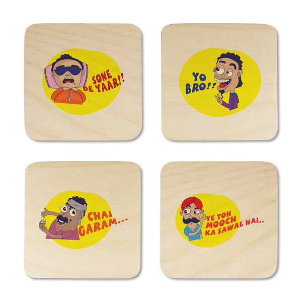 Funny Quotes Printed Wooden Coaster with Stand