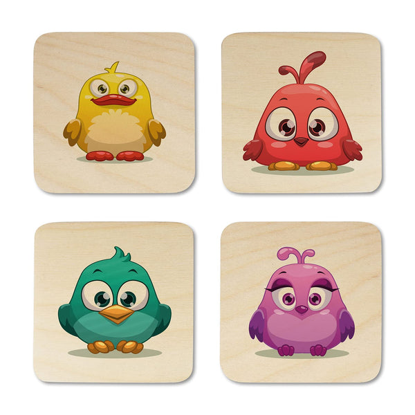 Angry Bird Printed Wooden Coaster with Stand