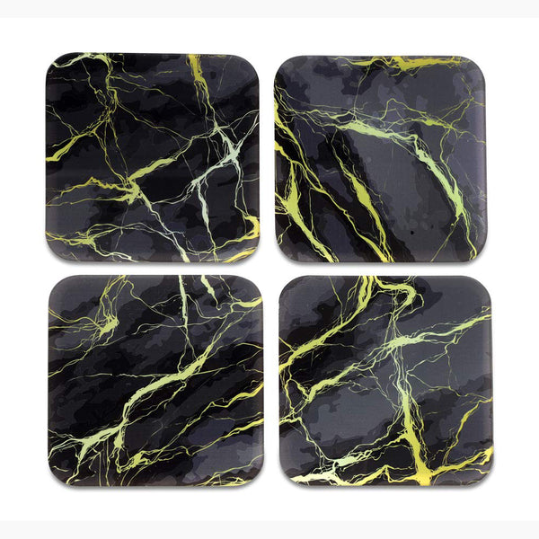 Marble Printed Coasters for Home, Kitchen, Restaurant, Cafeteria Set of 4 with Stand