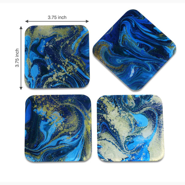 Marble Printed Coasters for Home, Kitchen, Restaurant, Cafeteria Set of 4 with Stand