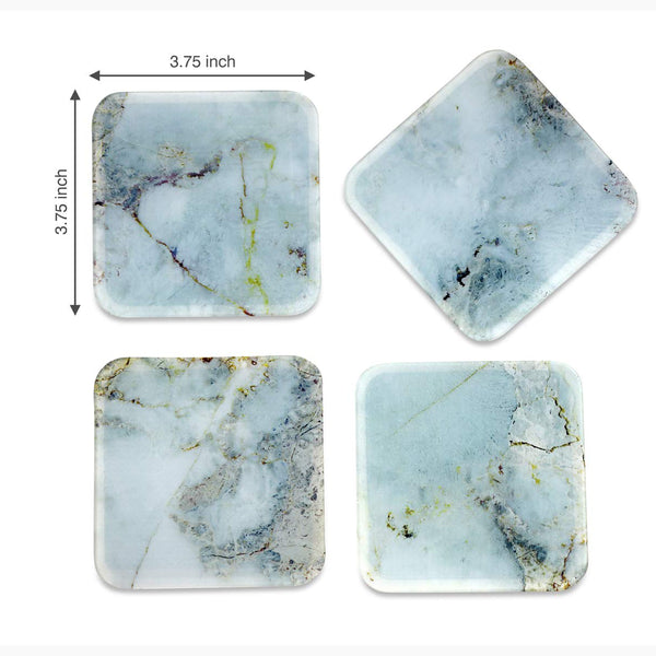 Marble Printed Coasters for Home, Kitchen, Restaurant, Cafeteria Set of 4 with Stand