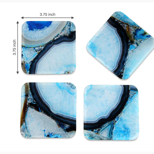 Marble Printed Coasters for Home, Kitchen, Restaurant, Cafeteria Set of 4 with Stand