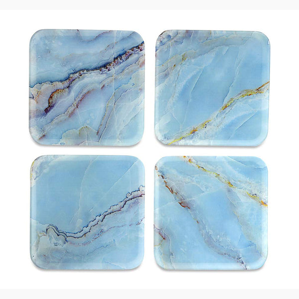 Marble Printed Coasters for Home, Kitchen, Restaurant, Cafeteria Set of 4 with Stand