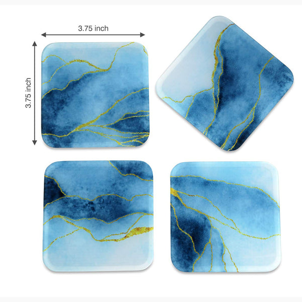 Marble Printed Coasters for Home, Kitchen, Restaurant, Cafeteria Set of 4 with Stand