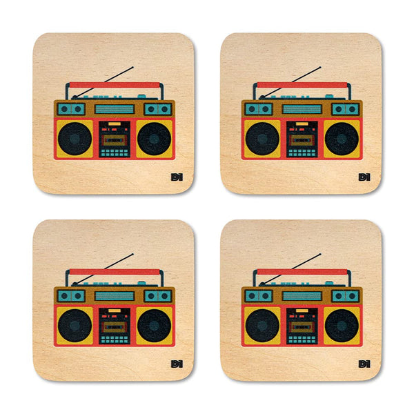 Radio Printed Wooden Coaster with Stand