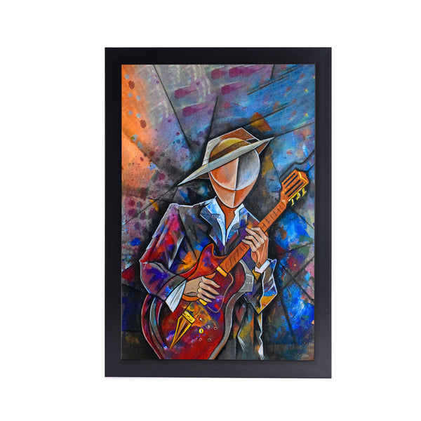 Cubist Musician Surrealism Acrylic Art Print with Frame