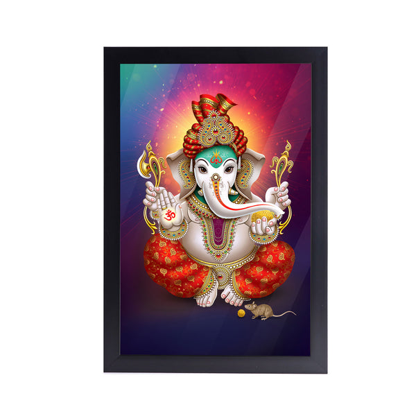 Shri Ganesh Ji Laddu Acrylic Art Print with Frame