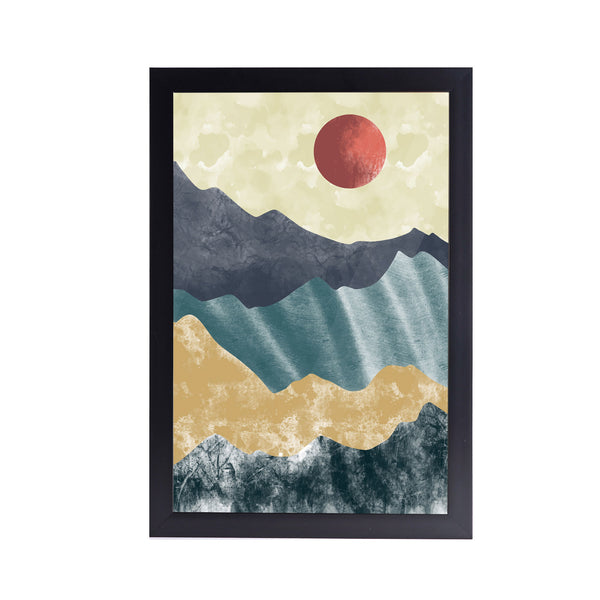 Red Sun Mount Acrylic Art Print with Frame