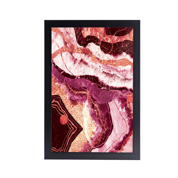 Pink Seascape Marble Acrylic Art Print with Frame