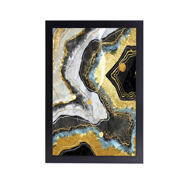 Gold Seascape Marble Acrylic Art Print with Frame