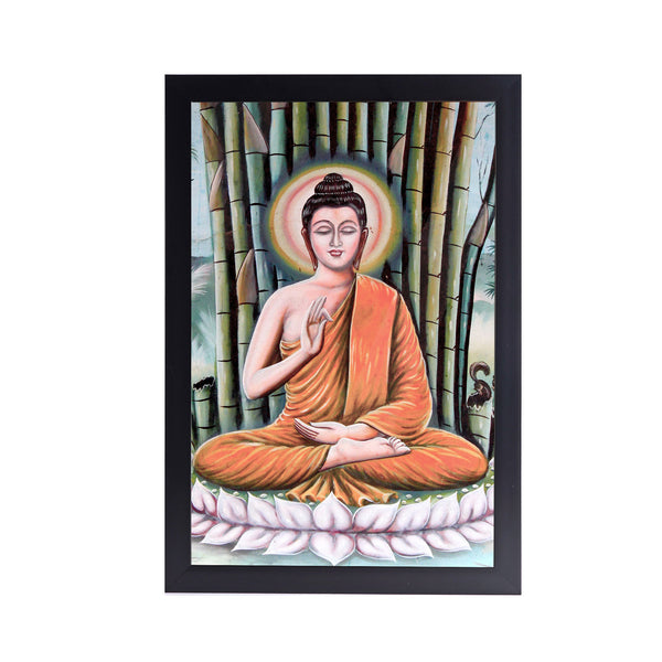 Lotus Gautam Buddha Meditation Acrylic Art Print with Frame