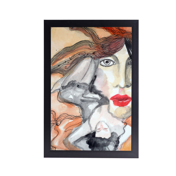 Watercolor Girl Face Acrylic Art Print with Frame