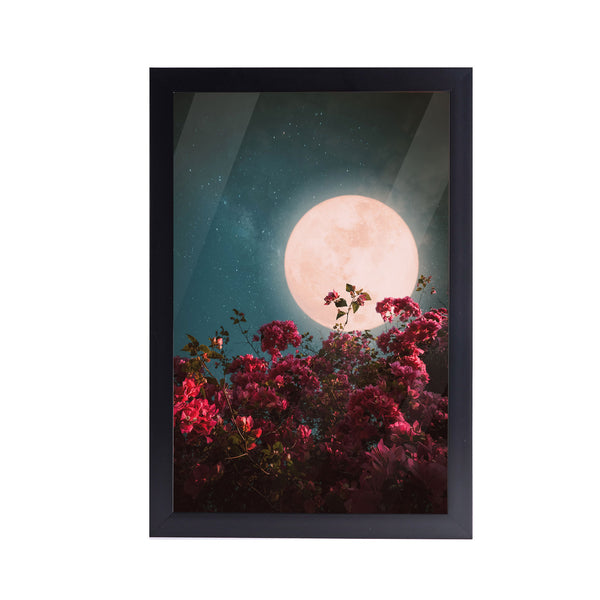 Flower Garden Moon Knight Acrylic Art Print with Frame