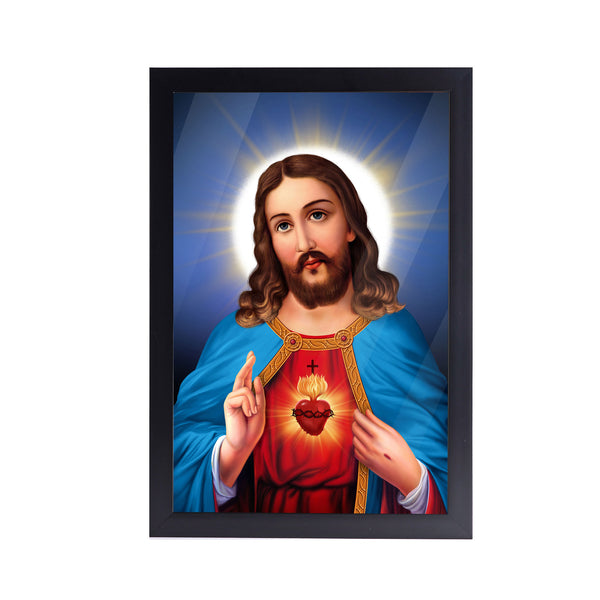 Blessing Jesus Christ Acrylic Art Print with Black Frame