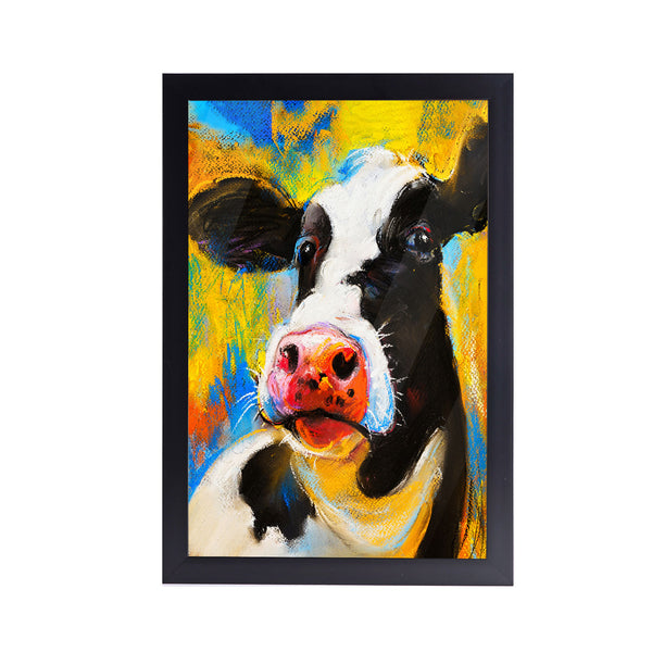 Cow Baby Paint Acrylic Art Print with Frame