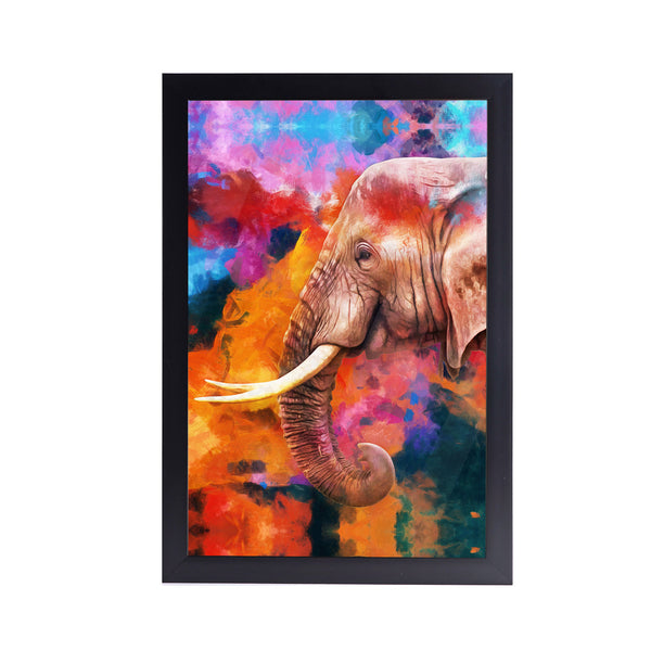 Oil Painting Elephant Acrylic Art Print with Frame