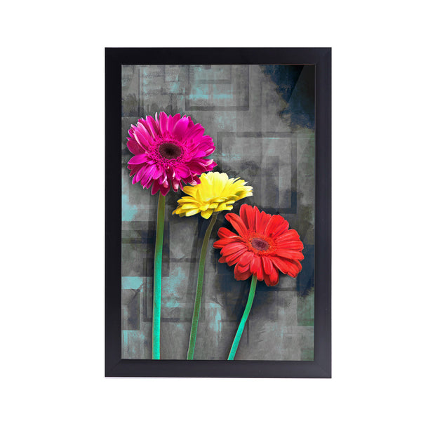 Multicolor Sun Flower Acrylic Art Print with Frame