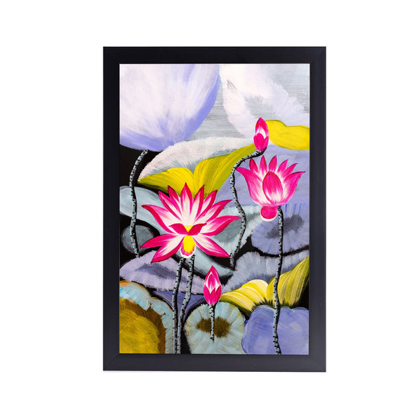 Lotus Bunch Acrylic Art Print with Frame