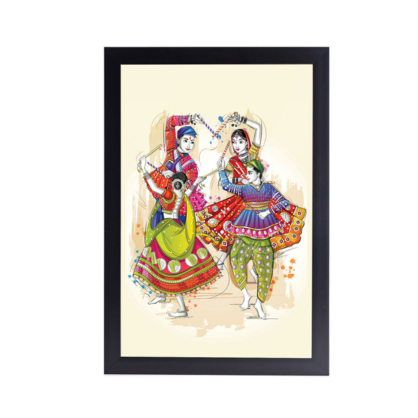 Gujarati Garba Dance  Acrylic Art Print with Frame