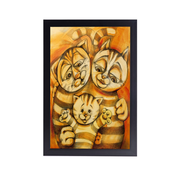 Cat Family Acrylic Art Print with Frame