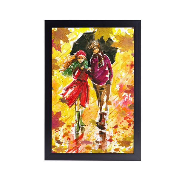 People Walking Wind Acrylic Art Print with Frame