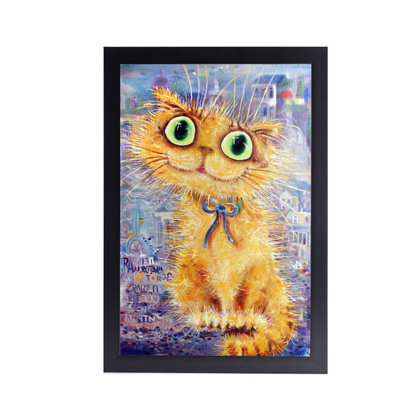 Golden Cat Seat Acrylic Art Print with Frame