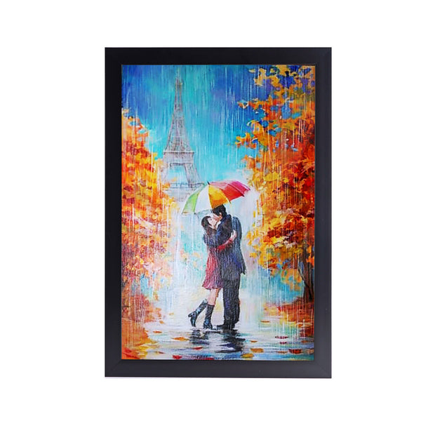 Paris Couple Romantic View Acrylic Art Print with Frame