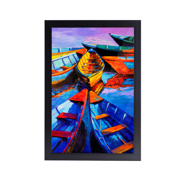 Port Boat Lake Acrylic Art Print with Frame