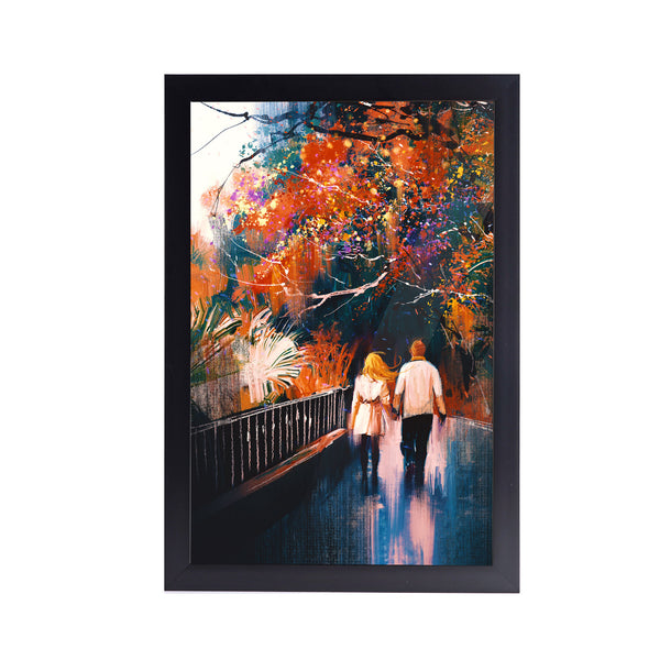 Street Couple Walking Acrylic Art Print with Frame