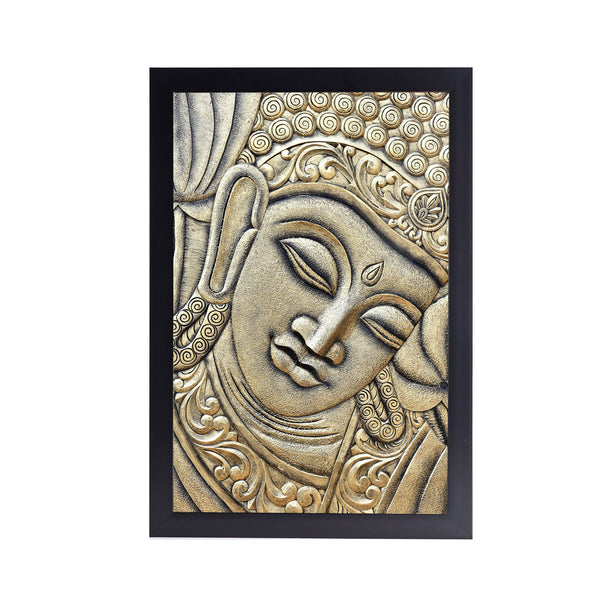 Golden Budha Meditation Acrylic Art Print with Frame