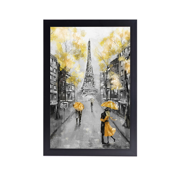 Paris Couple Street Acrylic Art Print with Frame