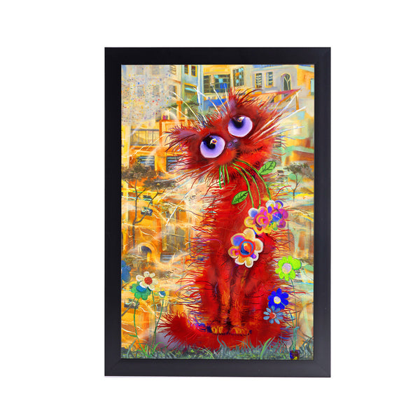 Cat Freak Flower Acrylic Art Print with Frame