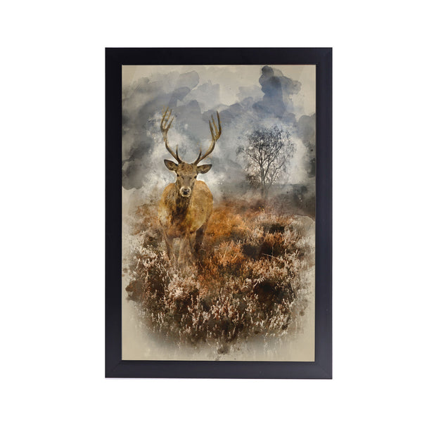 Smoke Forest Deer Acrylic Art Print with Frame