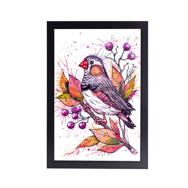 Bright Birds and Flowers Acrylic Art Print with Frame