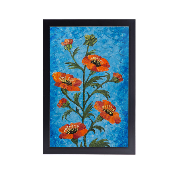 Red Poppy Flowers Acrylic Art Print with Frame