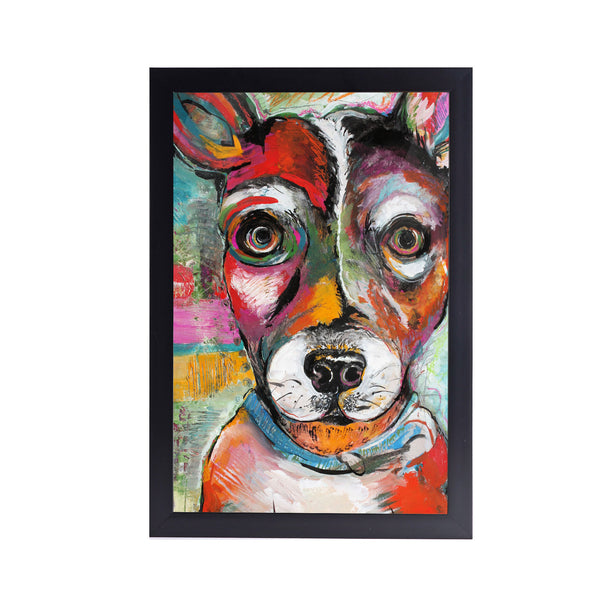 Dog Face Abstract Acrylic Art Print with Frame