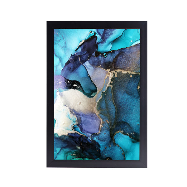 Blue Seascape Marble  Acrylic Art Print with Frame