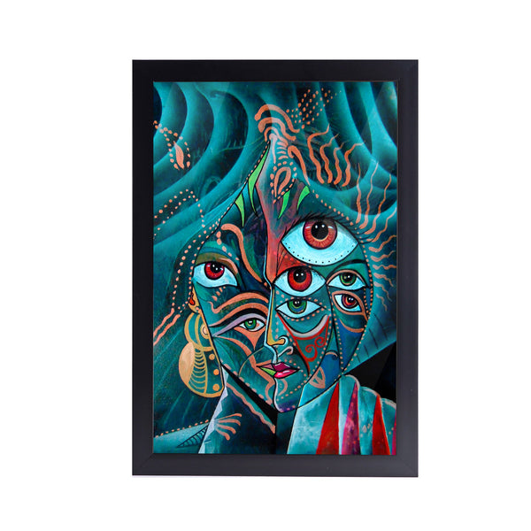 Cubism Face Fantasy Acrylic Art Print with Frame