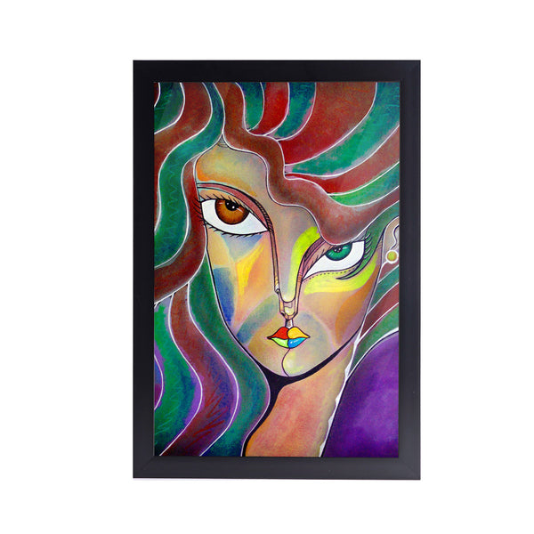 Portrait Cubism Acrylic Art Print with Frame