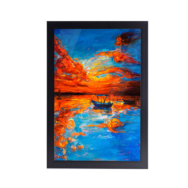 Boat and Sea Acrylic Art Print with Frame