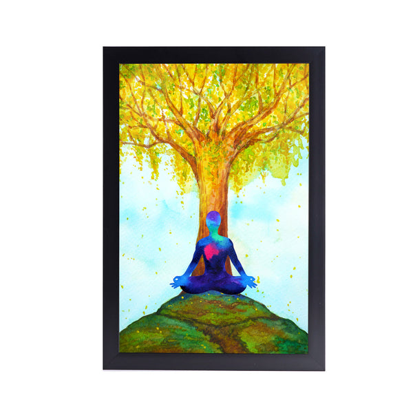 Mahavir Budh Meditation Acrylic Art Print with Frame