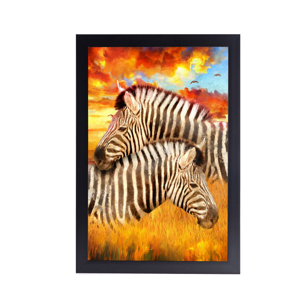 African Zebra Acrylic Art Print with Black Frame