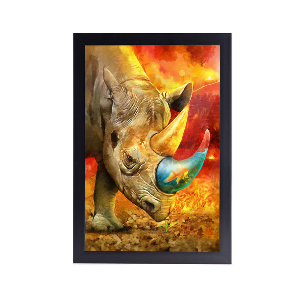 Colorfull Rhino Acrylic Art Print with Frame