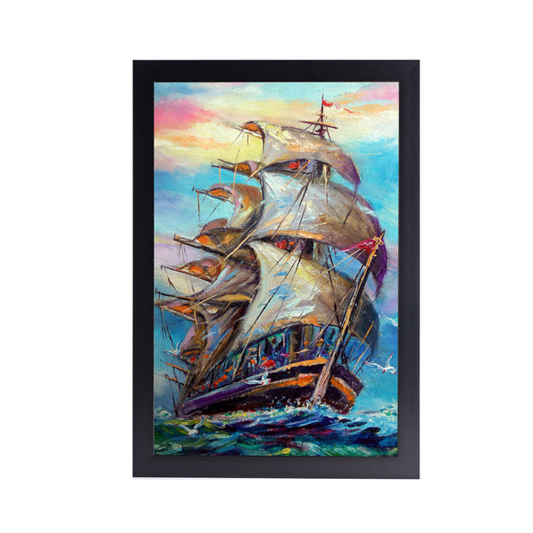 Cargo Ship Ocean Acrylic Art Print with Frame