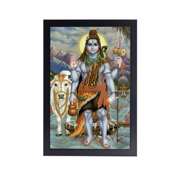 SHIV JI Nandi Acrylic Art Print with Frame