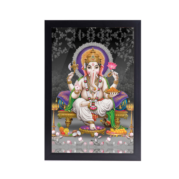 Lord Ganesh Paint Acrylic Art Print with Frame