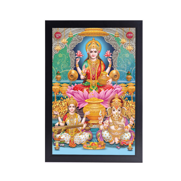 Ganeshji Laxmiji  Saraswatiji Acrylic Art Print with Frame