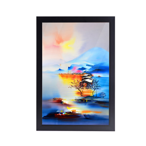 River Side Home Acrylic Art Print with Frame