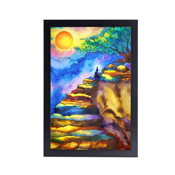 Meditation on Mountain Acrylic Art Print with Frame